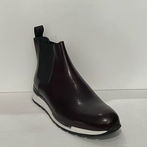 Duca chelsea boot casual sneakers burgundy Atalian leather slip on white sole